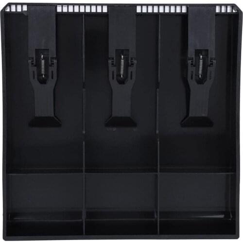 Cash Drawer Register Insert Tray Replacement 3 Bills 3 Coins for Petty Cash Money Black Plastic Storage Box