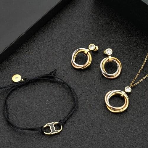 Zlxgirl jewelry red green jet Enamel stainless steel pendant bracelet earing sets Fashion womens couple necklace couple gift