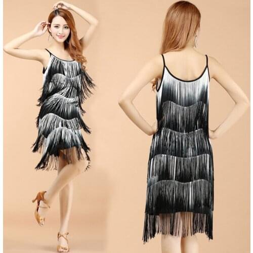 New Sexy Latin Dance Girl Tassel Dance Dress Dance Performance Competition Dress Women Dinner Costume Latin Dance Strap Dress