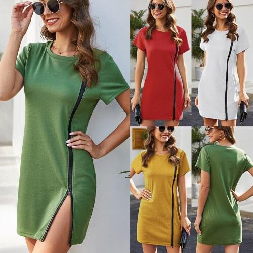 2021 Summer woman dress fashion sports runway casual round neck short sleeve stretch slim fit hip plus size white mini dress
