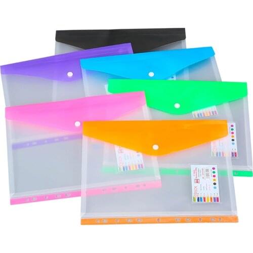 1 pcs Colorful Single Layer Color Transparent Plastic A4 File Bag Document Holder Bags Paper Storage Office School Supplies