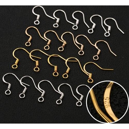 100pcs/lot Carven 925 Copper Earring Wire Hooks Gold Rhodium KC Gold Color Wholesale Earrings Clasp for DIY Earring Jewelry Make