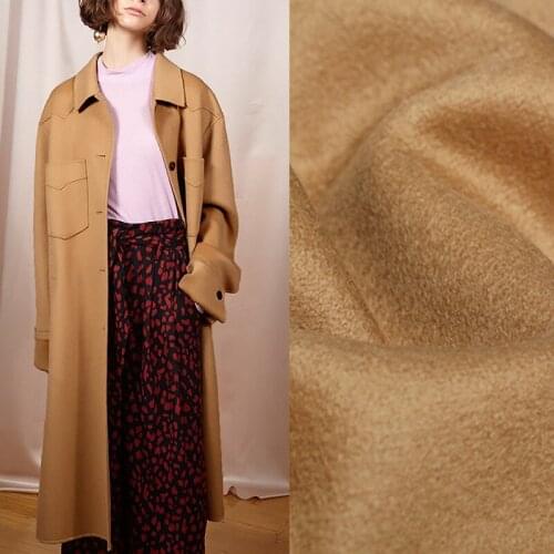 146CM Wide 800G/M Brown Solid Color Thick Double-faced Cashmere Wool Autumn and Winter Outerwear Overcoat Wool Fabric E1186
