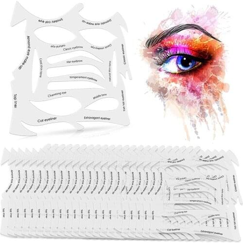 15Pcs/Pack Eye Makeup Stencils Eyeliner Stencil Pads Quick Make-Up Stencils Eyeshadow Applicators Plate Eye Makeup Tool Kit