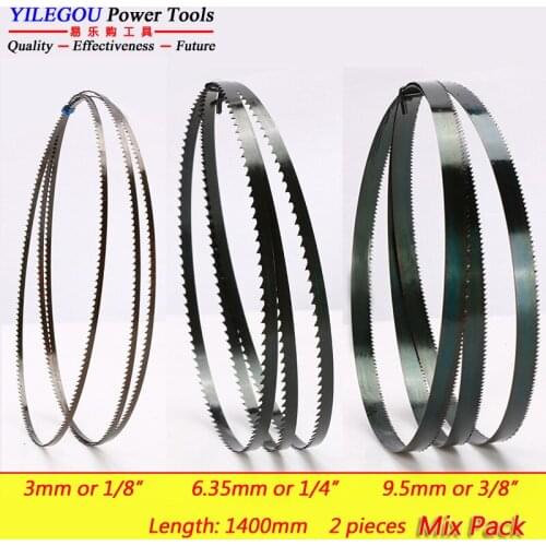 2Pcs 8" Band Saw Blades 1400mm x (3mm, 6.35mm, 9.5mm) With 6, 14Tpi. Woodworking Saw Blade Cutting Curve. Width 3/8", 1/4", 3/8"