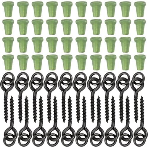 20pcs Threaded Boilie Bait Screws 40pcs Fishing Hook Stop Hook Boilies Stopper Fishing Hook Block Beads Carp Fishing Tackle