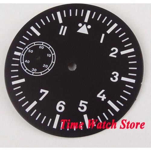 38.9mm black sterial dial fit ETA 6497 hand winding movement Watch dial super Luminous white marks D111