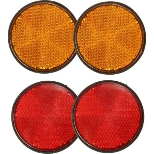 4 Pcs 2 Inch Round Reflector Universal for Motorcycle ATV Dirt Bike, Orange & Red
