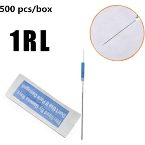 500PC/Box 1R Sterilized Permanent Makeup Tattoo Needles for Eyebrow Round Secant Lip Line Bleached Lips