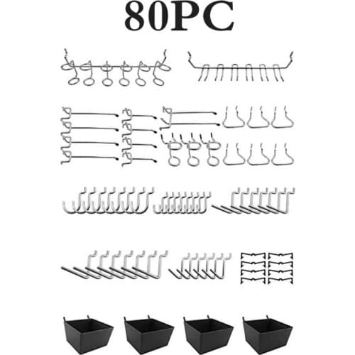 80Pcs Grid Wall Mesh Display Hooks Storage Racks Metal Panel Hang Retail Shop Peg Goods Shelf Fits Perforated Workshop Hook Arm