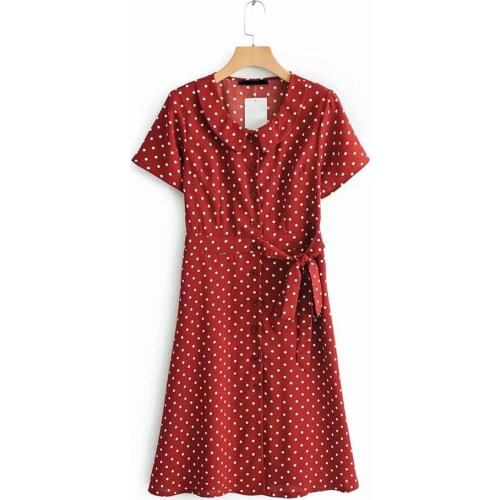 Self-portrait sukienka 2019 womens summer fresh fashion lace dress ladies polka dot lapel dress Vestidos