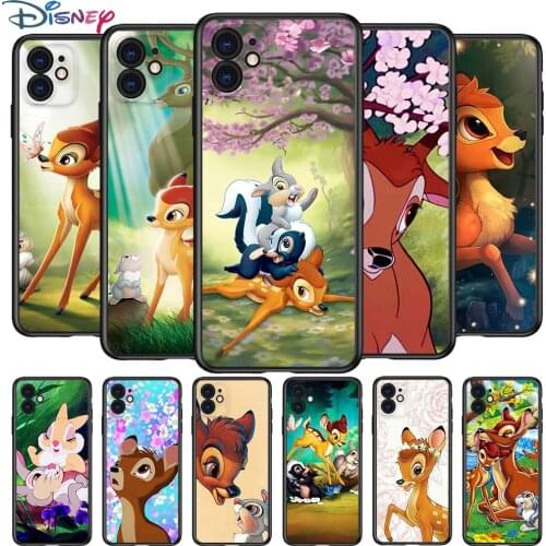 Bambi Cute for Apple iPhone 12 Pro Max Mini 11 Pro XS Max X XR 6S 6 7 8 Plus 5S SE2020 Soft Black Phone Case