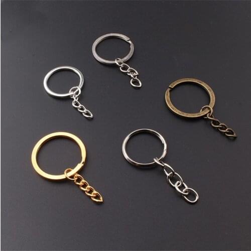 20pcs/lot Key Chain Key Ring keychain Bronze Rhodium Gold 28mm Long Round Split Keyrings Keychain Jewelry Making Wholesale DIY
