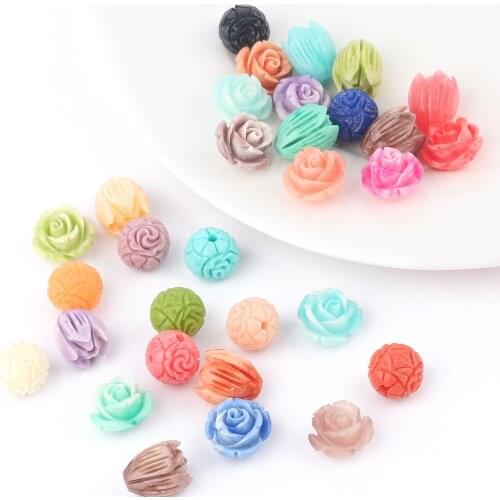 20pc/Lot Natural Rose Coral Stone Beads DIY Elephant Flower Charms Spacer Beads for Coral Jewelry Making Bracelet Necklace