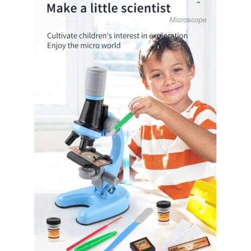 Children Biological Microscope Kit Lab LED100X-400X-1200X Home School Science Educational Toy Gift For Kids Childrens Microscope