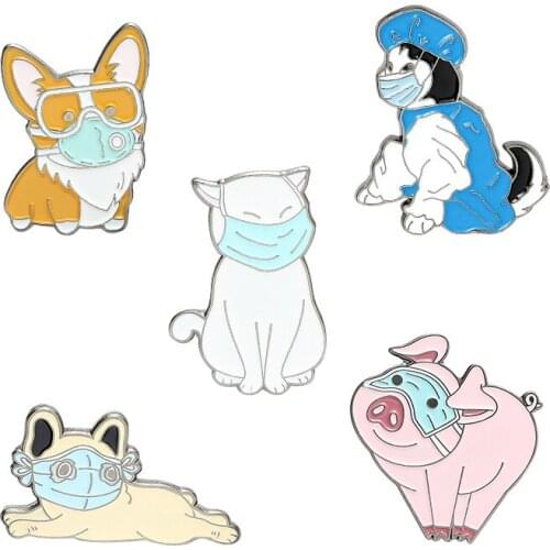 Life First Animal Enamel Pins Cat Dog Pig Corgi Husky French Bulldog Brooches Women Men Backpack Hat Bag Collar Lapel Badges