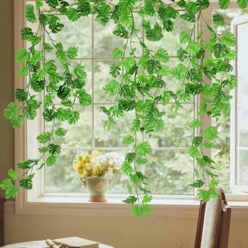 Artificial Leaves Garland Fake Green Leaf Ivy Vine Artificial Bouquet Wall Hanging Decoration Wedding Party Home Garden Supplies