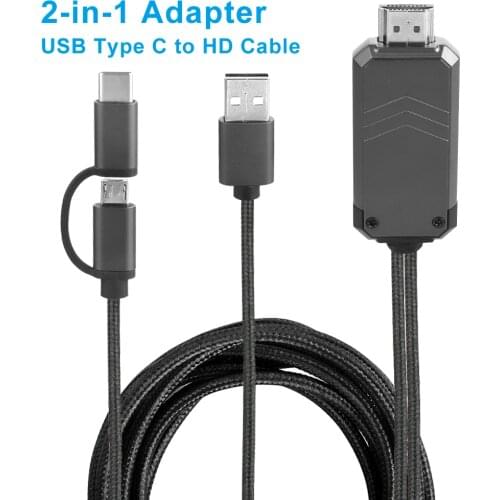 USB Type C/Micro USB to HDMI Cable Adapter for Android Phone to TV Projector Monitor 1080P HDTV Mirroring Charging Line