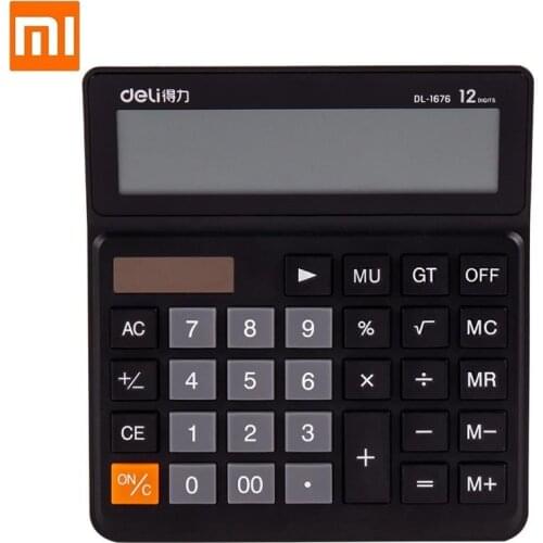 Deli Solar calculator Photoelectric Dual power Drive 12 Number large Display for school Student Finance Office Accounting