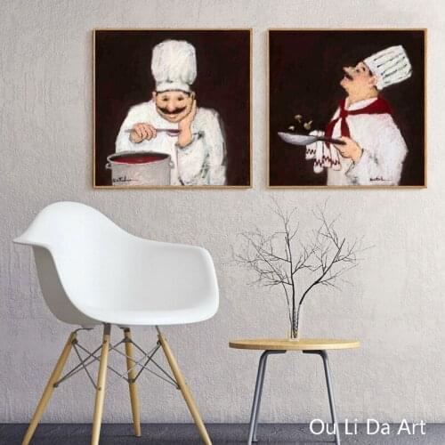 No frame modern cartoon figure chef food oil painting canvas painting prints on canvas home wall art decoration pictures