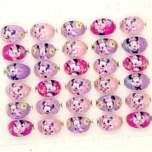 1000pcs Disney Minnie Mickey Mouse Party Favors Rings Acrylic Crystal Kids Girls Finger Rings Baby Party Decor Gifts Supplies