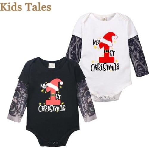 PQ188 Newborn cool rock Baby Rompers Tattoo long Sleeve Letter Christmas romper Pattern Boys Girls Baby Costume Infant Jumpsuit