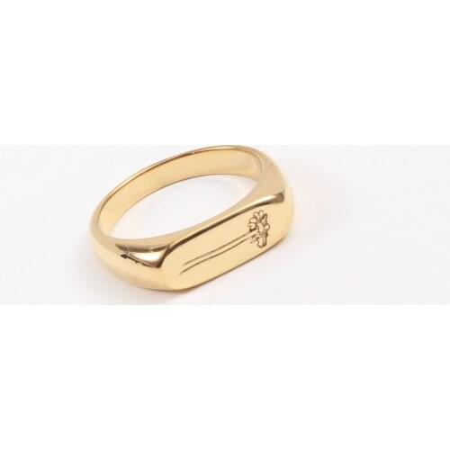 Korean Style 18K Golden Nice Beautiful Plant Flower Lotus Rings For Women Lady Stainless Steel Titanium Wedding Engagement Gift