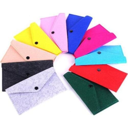High Quality Felt Coin Purse Phone Case Wallet Slim Credit Card Holder ID Business Mens Genuine Felt Buckle Wallet