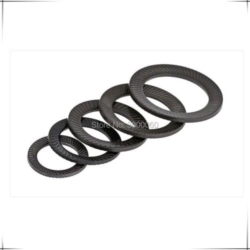 M4 M5 M6 M8 Black Carbon Steel Double Ridges Anti-skid Gasket Lock Washers With Doule Faced Printing