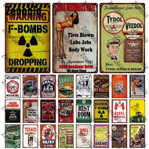 Metal Vintage Poster Tin Signs Wall Decoration Decorative Plaque Wall Art Wall Stickers Metal Painting for Bar Pub Garage Decor