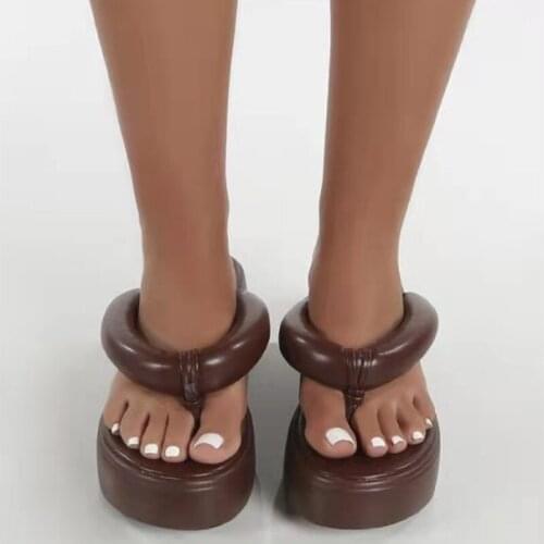 Cute Girl Thick Soled Flip Flops Personality Bread Design Summer Open Toed Slides Sexy Outdoor Womens Slippers Casual Fashion