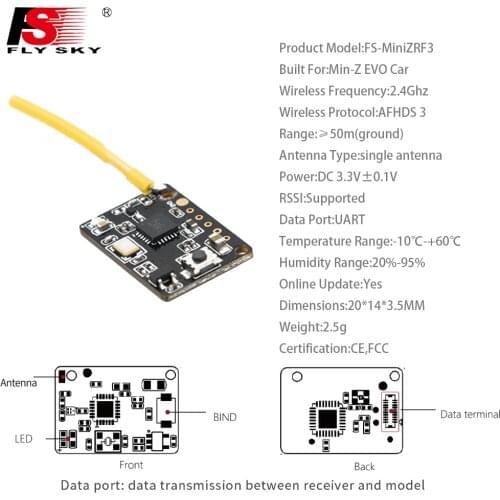 FlySky FS MiniZRF3 2.4Ghz Mini Receiver Compatible With NB4 Remont Controller RC Transmitter For Drift Car 4wd/Boat/Truck