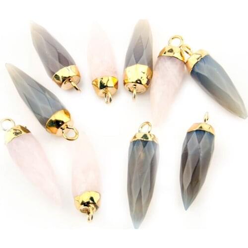 Natural Semi Precious Stone Pendant Conic Section Agates DIY For Making Necklaces And Bracelets 26x8mm Package Sale