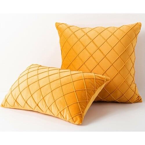 Velvet Plaid Pillow Case Pink Blue Yellow Green Gray Throw Pillow Covers Nordic Home Decorative Pillow Cover Sofa Cushion Covers