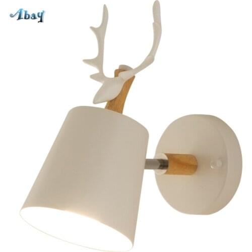 Nordic Bedside Antlers Iron Wall Lamps Bedroom Modern Living Room Childrens Room Lights Aisle Kitchen Sconces Hanging Fixtures