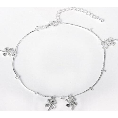 New Fashion 925 Silver A Clover Ms Anklets Little Fresh Ladys Foot Ornament,Suitable for Ladies Jewelry Gifts JL008