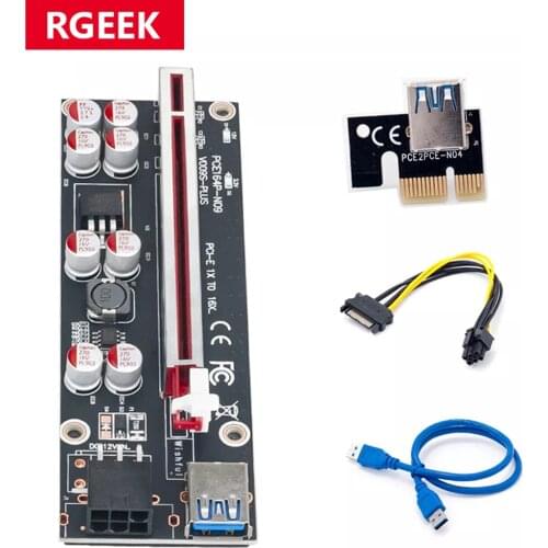 Newest 009s Plus PCIE Riser for Video Card Super PCI E X16 X8 X4 PCI Express Riser USB 3.0 Extension Adapter Card 15Pin to 6 Pin