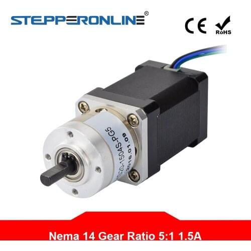 5:1 Planetary Gearbox Nema 14 Stepper Motor L=51mm Nema14 Geared Step Motor 1.5A for CNC Robotic