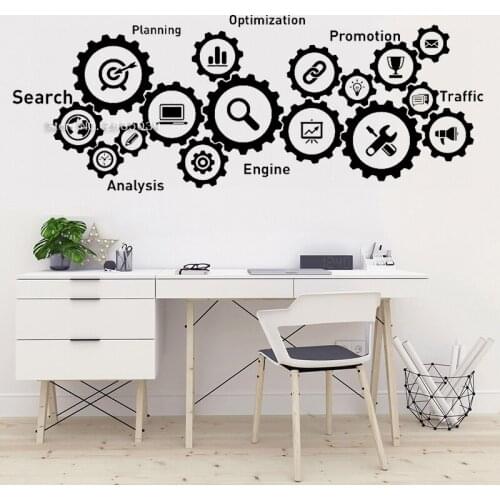 Search Gearwheel Wall Decal For Teamwork Office Decoration Motivation Wall Stickers Vinyl Mural DIY self-adhesive Posters LC1755