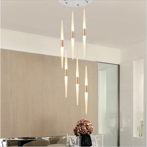 Staircase chandeliers long chandelier modern minimalist dining room living room personality creative fashion rotating villa lamp