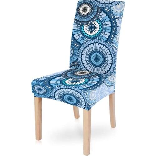 Kitchen Dining Boho Chair Cover Elastic Removable Washable Bohemia Armless Seat Slipcover Protector Universal Sizes For Party