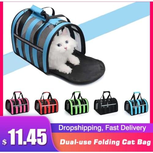 Dual-use Folding Breathable Mesh Cat&Dog Bag Outgoing Portable Transparent Breathable Bag Pet Carry Case Pet Supplies 4