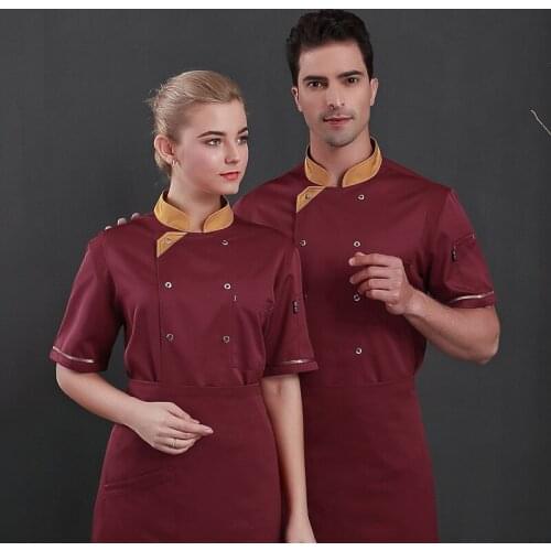 Chefs Workwear Women Men Short Sleeve Restaurant Canteen Cake Shop Hotel Chef Uniforms Tooling Breathable Chef Uniform Overalls