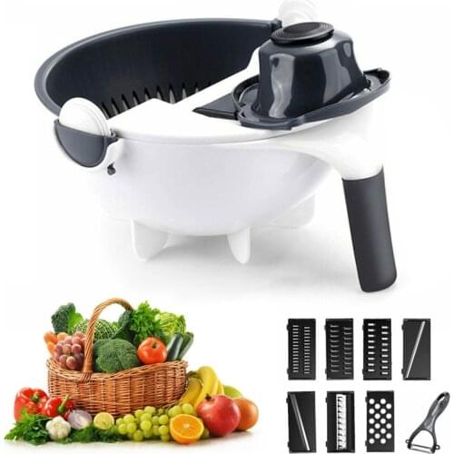 Magic Multifunctional Rotate Vegetable Cutter With Drain Basket Kitchen Veggie Fruit Shredder Grater Slicer Drop Shipping