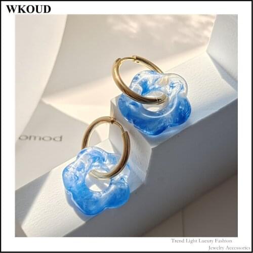 2021 Autumn Korean Vintage Acrylic Small Fresh Ink Smudged Flower Frosted Hollow Irregular Womens Dangle Earrings Jewelry