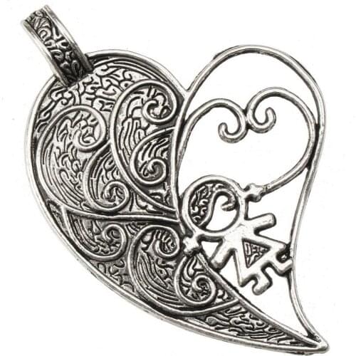 Female pendants neck woman large love silver girls diy making for crafts fashion jewelry findings wholesale suppliers 65mm 6pcs