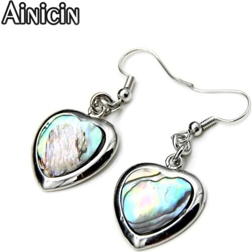 Natural Abalone Rainbow Color Heart Hook Drap Earrings Square Horse Eyes Round Shape Fsahion Women Summer Jewelry 10pairs