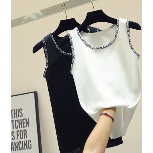 Women Corset Tops Camisole Women Embroidered Crew Neck Sleeveless Knitwear Women Tank Crop Top For Women