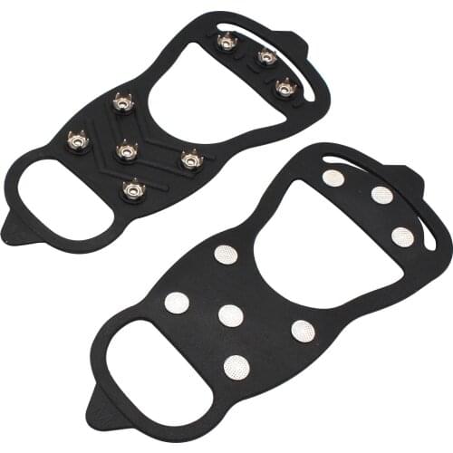 1 Pair M L 10 Studs Anti-Skid Snow Ice Climbing Shoe Spikes Ice Grips Cleats Crampons Winter Climbing Anti-Slip Shoes Cover P5
