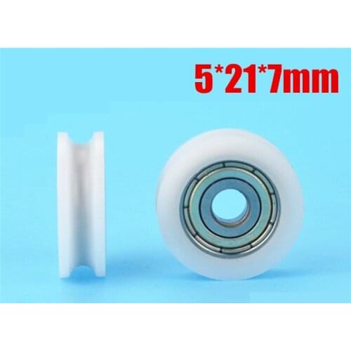 1pcs 5*21*7mm U grooved wheel, nylon sheave pulley, bearing wheel for sliding door window, factory shop